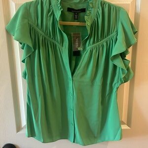 White House Black Market, Green Blouse, Medium